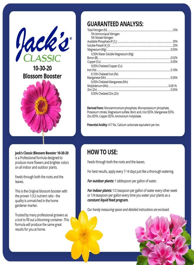 Jacks Classic Jack's Classic 10-30-20 Blossom Booster Water-Soluble Fertilizer with Micronutrients for Increasing Color and Quantity of Blooms in Flowering Plants, 8oz - Image 2